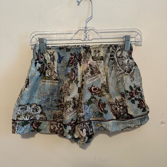 F.R.S For Restless Sleepers Tartot Print Shorts In Blue Women’s Size Small - Picture 1 of 9